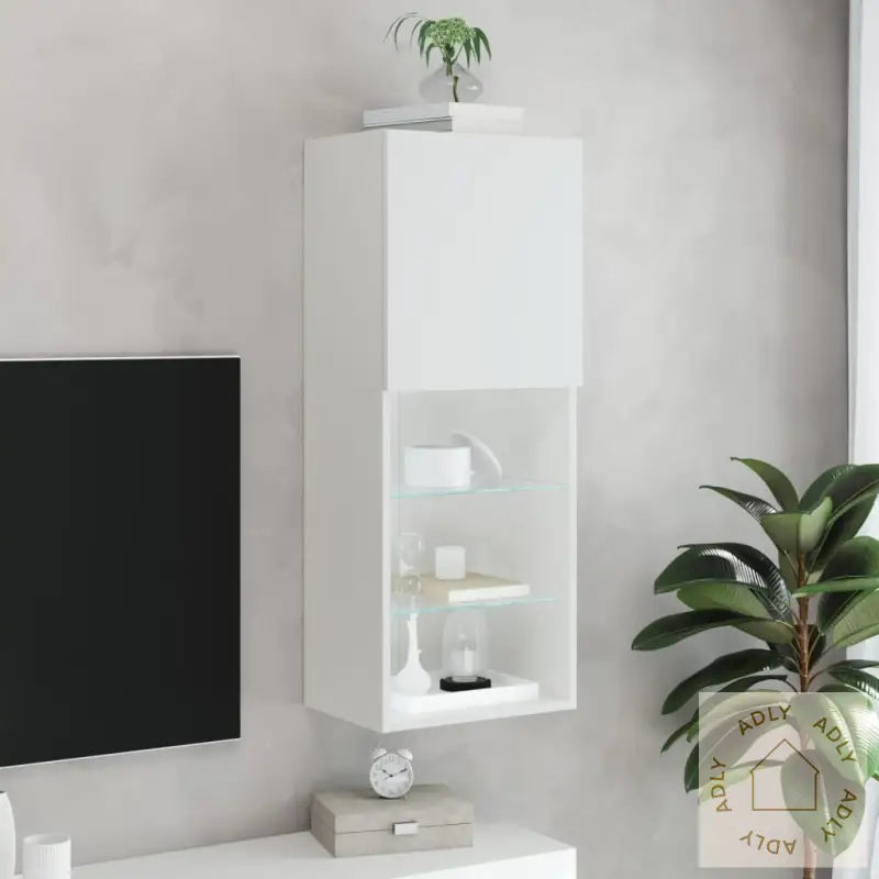 Tv-Benk Med Led-Lys Hvis 40,5X30X102 Cm