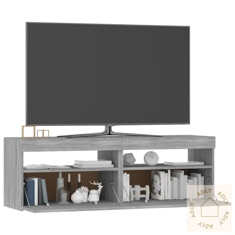 Tv-Benk Med Led-Lys Grå Sonoma 120X35X40 Cm