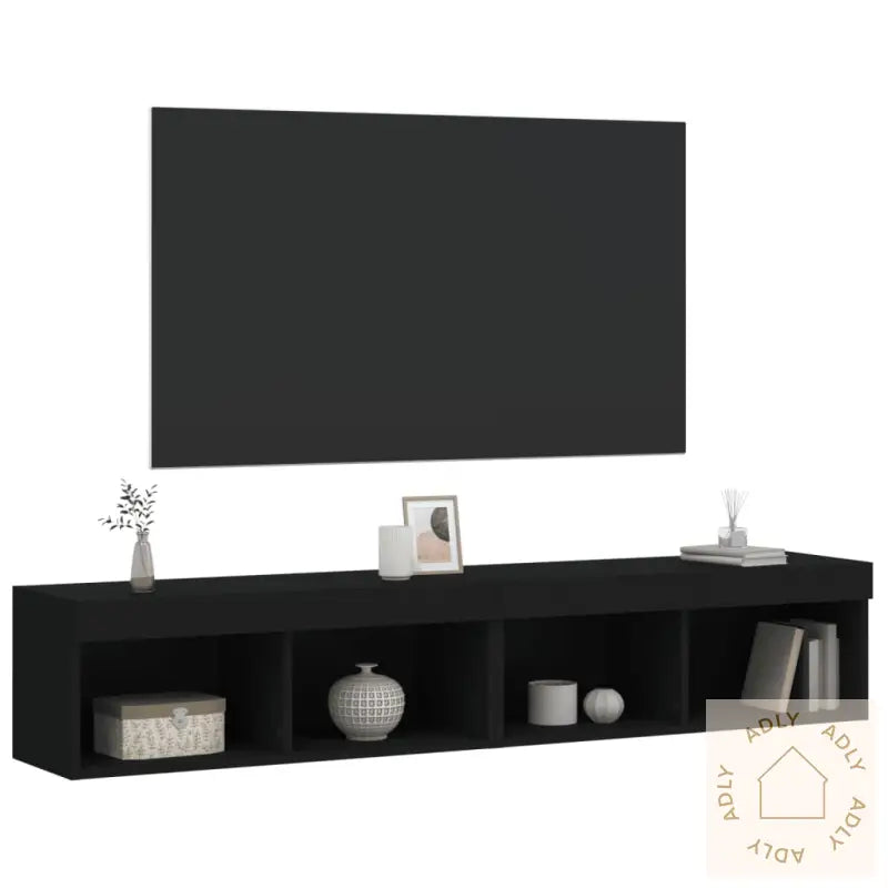Tv-Benker Med Led-Lys 2 Stk Svart 80X30X30 Cm