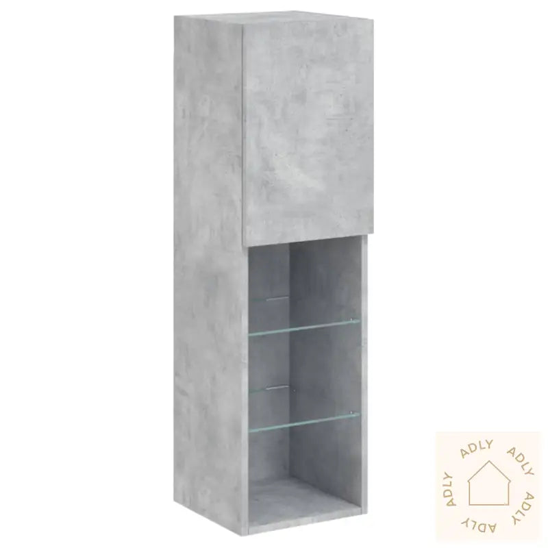 Tv-Benk Med Led-Lys Betonggrå 30,5X30X102 Cm