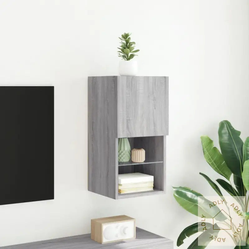 Tv-Benker Med Led-Lys Grå Sonoma 30,5X30X60 Cm