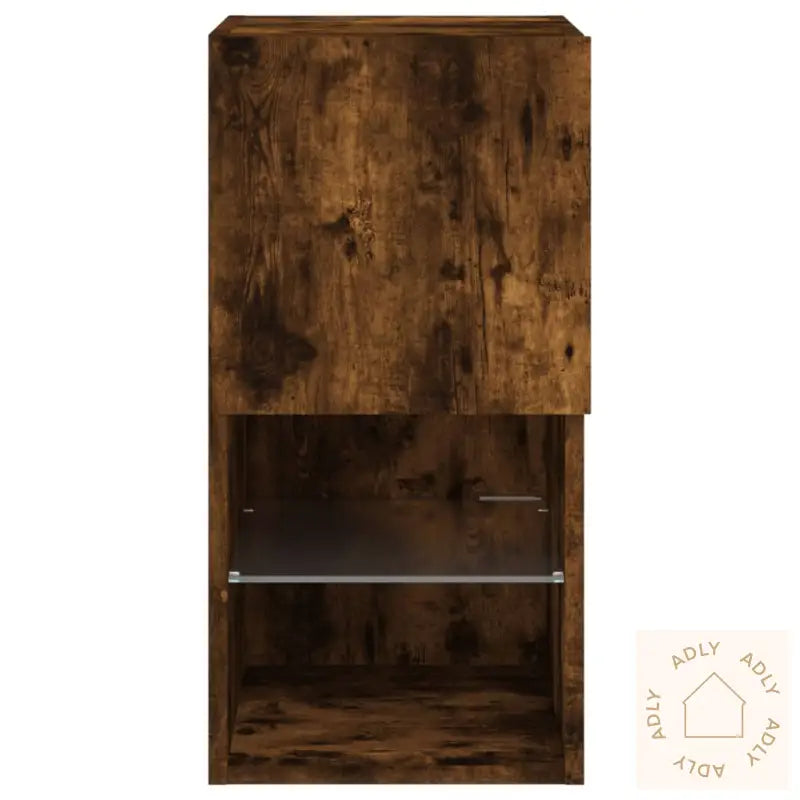 Tv-Benk Med Led-Lys Røkt Eik 30,5X30X60 Cm