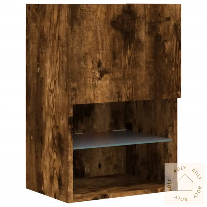 Tv-Benk Med Led-Lys Røkt Eik 40,5X30X60 Cm