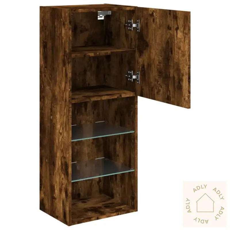 Tv-Benk Med Led-Lys Røkt Eik 40,5X30X102 Cm