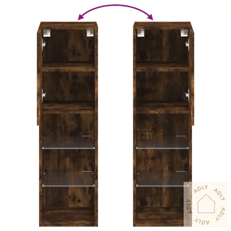 Tv-Benk Med Led-Lys Røkt Eik 30,5X30X102 Cm