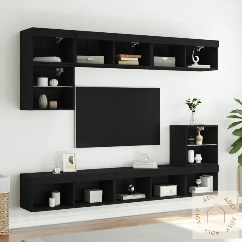 Tv-Benker Med Led-Lys 2 Stk Svart 80X30X30 Cm