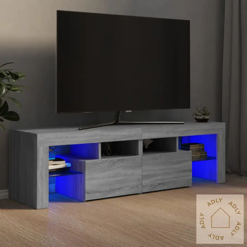 Tv-Benk Med Led Grå Sonoma 140X36,5X40 Cm