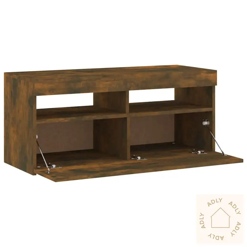 Tv-Benk Med Led-Lys Røkt Eik 90X35X40 Cm