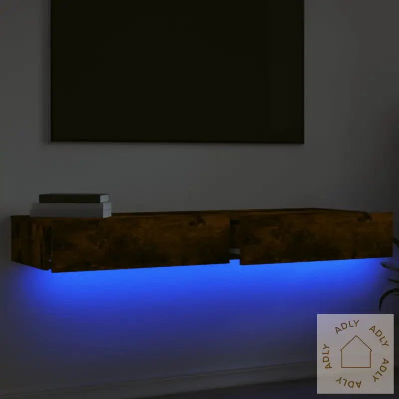 Tv-Benker Med Led-Lys 2 Stk Røkt Eik 60X35X15,5 Cm