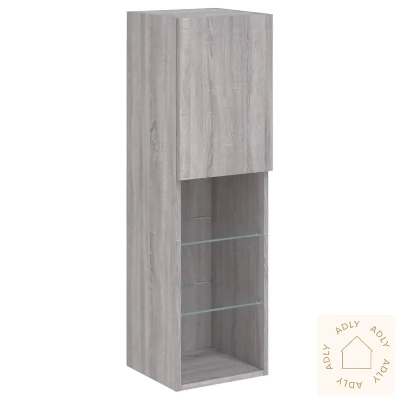Tv-Benker Med Led-Lys 2 Stk Grå Sonoma 30,5X30X102 Cm