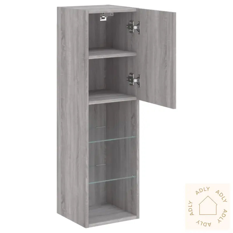 Tv-Benker Med Led-Lys 2 Stk Grå Sonoma 30,5X30X102 Cm