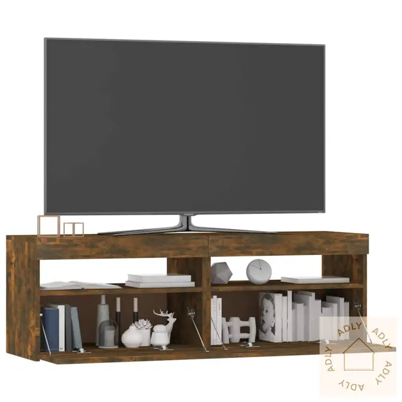 Tv-Benk Med Led-Lys Røkt Eik 120X35X40 Cm