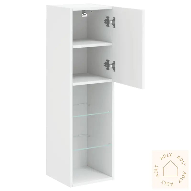 Tv-Benker Med Led-Lys 2 Stk Hvit 30,5X30X102 Cm