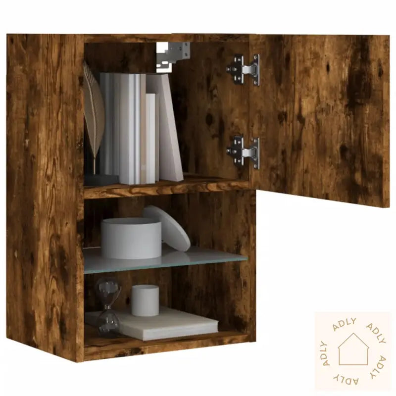 Tv-Benk Med Led-Lys Røkt Eik 40,5X30X60 Cm