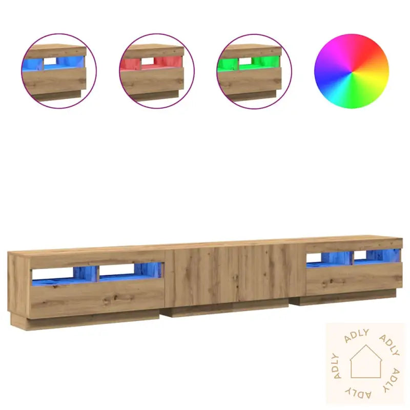 Tv-Benk Med Led-Lys Artisan Eik 260X35X40 Cm Konstruert Tre