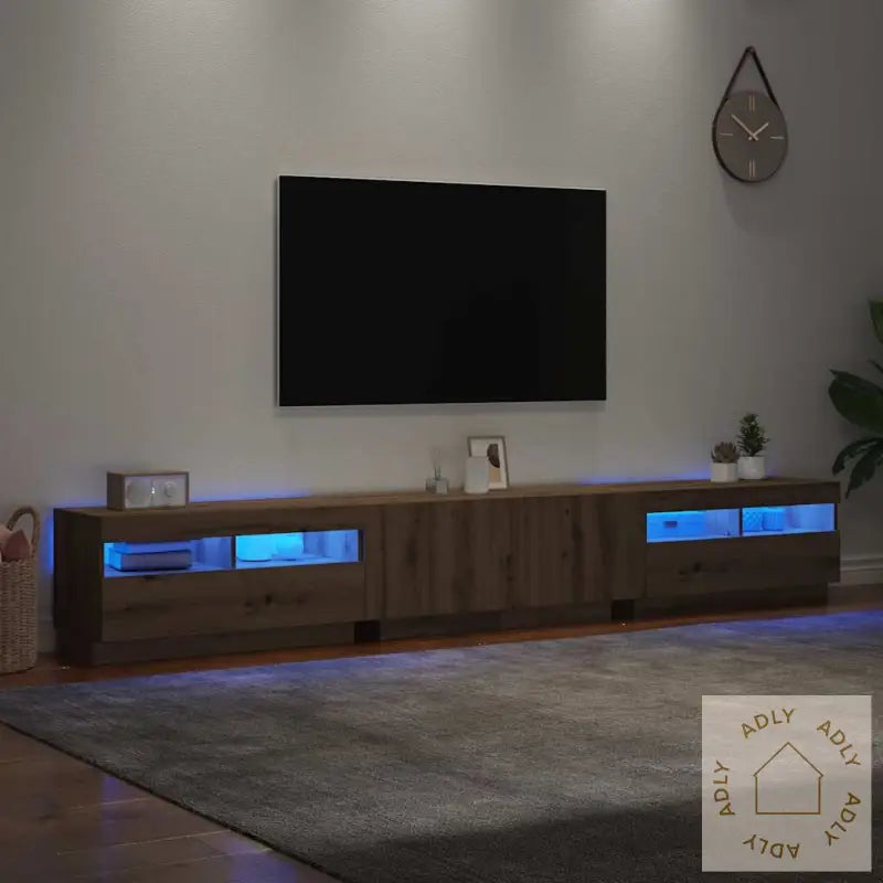 Tv-Benk Med Led-Lys Artisan Eik 260X35X40 Cm Konstruert Tre