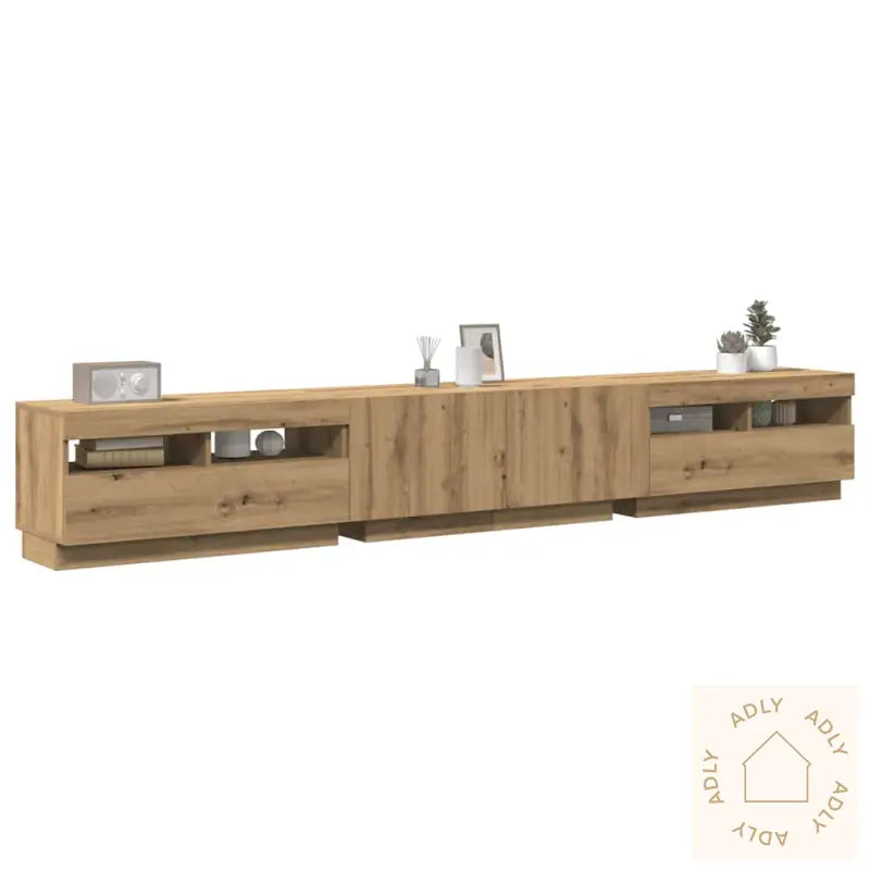 Tv-Benk Med Led-Lys Artisan Eik 260X35X40 Cm Konstruert Tre