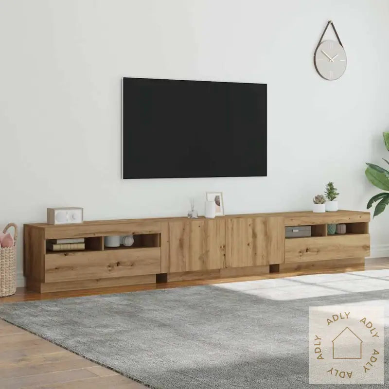 Tv-Benk Med Led-Lys Artisan Eik 260X35X40 Cm Konstruert Tre