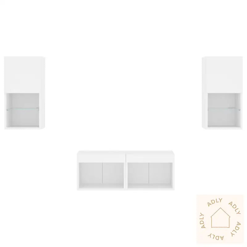 Vegghengte Tv-Benker Med Led 4 Stk Hvit