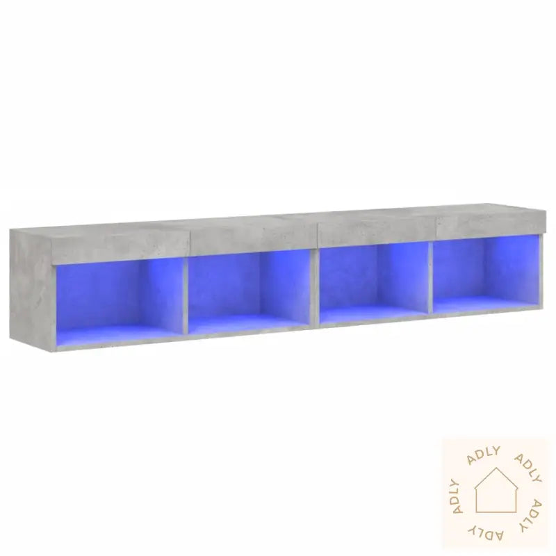 Tv-Benker Med Led-Lys 2 Stk Betonggrå 80X30X30 Cm