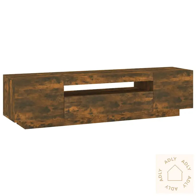 Tv-Benk Med Led-Lys Røkt Eik 160X35X40 Cm