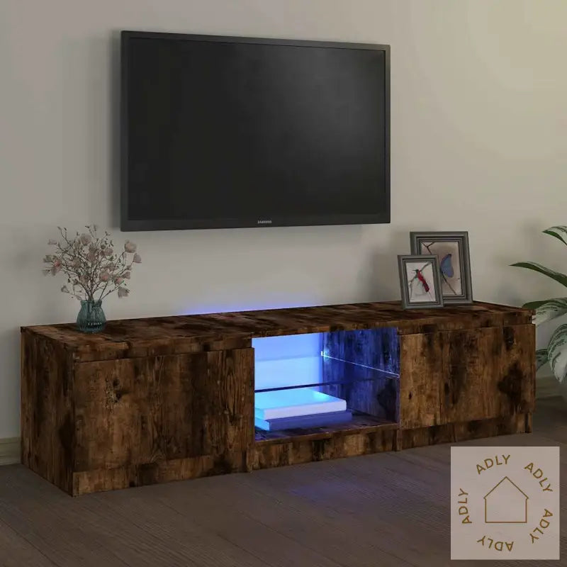 Tv-Benk Med Led Røkt Eik 140X40X36 Cm