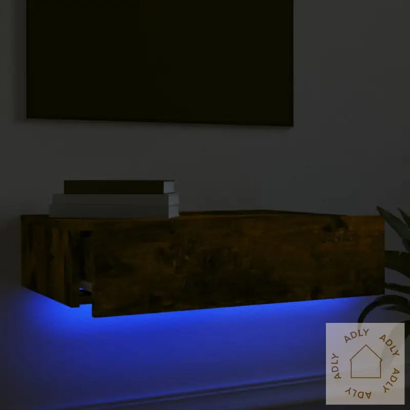 Tv-Benk Med Led-Lys Røkt Eik 60X35X15,5 Cm