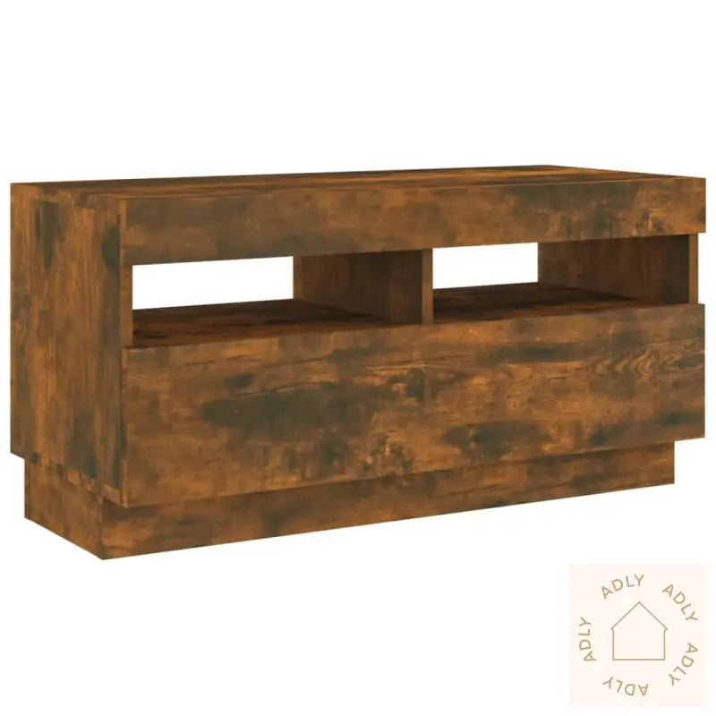 Tv-Benk Med Led-Lys Røkt Eik 80X35X40 Cm