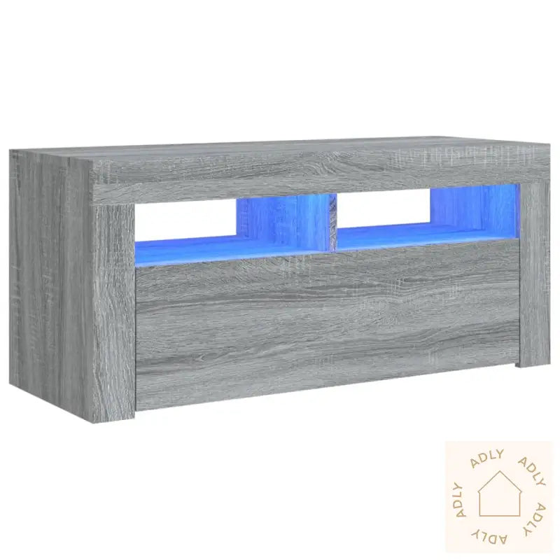 Tv-Benk Med Led-Lys Grå Sonoma 90X35X40 Cm