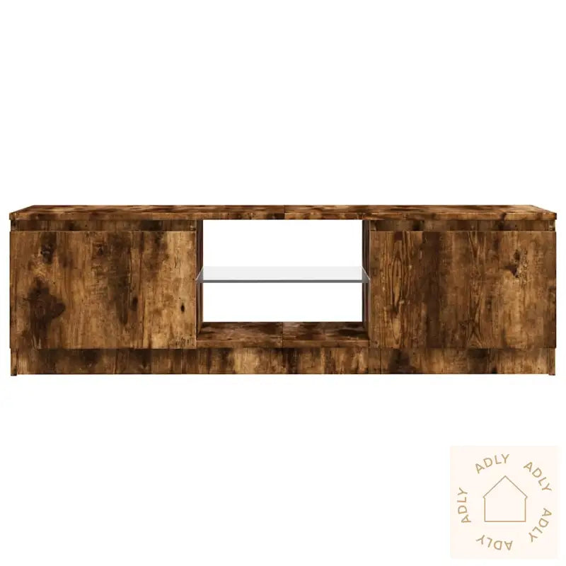 Tv-Benk Med Led-Lys Røkt Eik 120X30X36 Cm