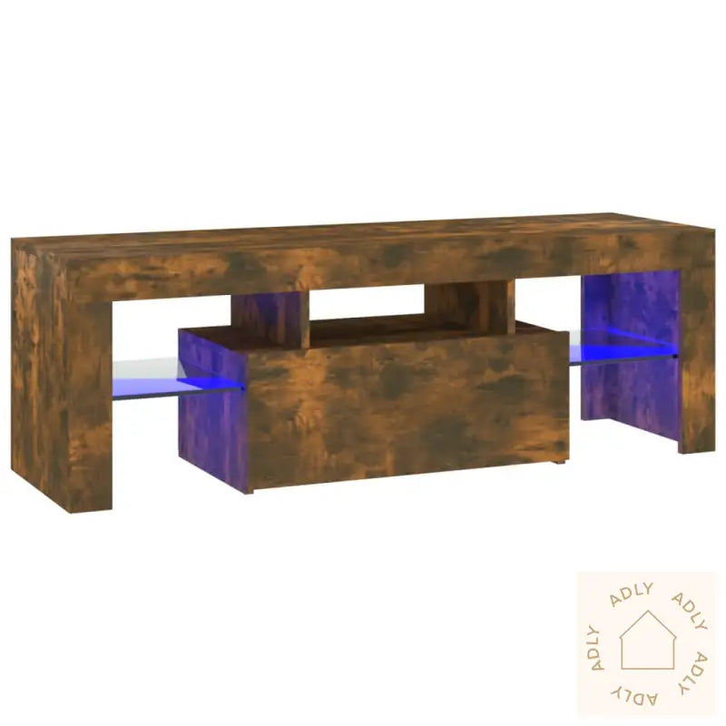 Tv-Benk Med Led-Lys Røkt Eik 120X35X40 Cm