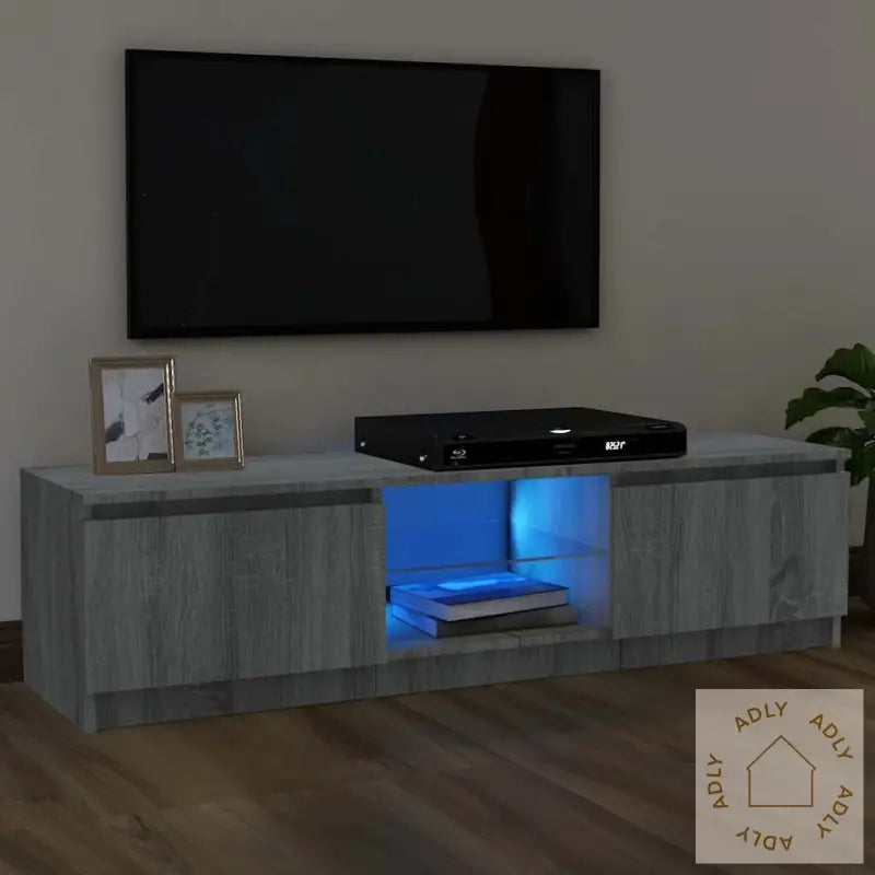 Tv-Benk Med Led-Lys Grå Sonoma 120X30X36 Cm