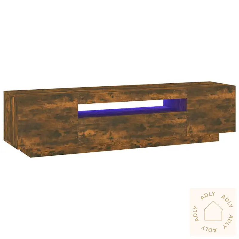 Tv-Benk Med Led-Lys Røkt Eik 160X35X40 Cm