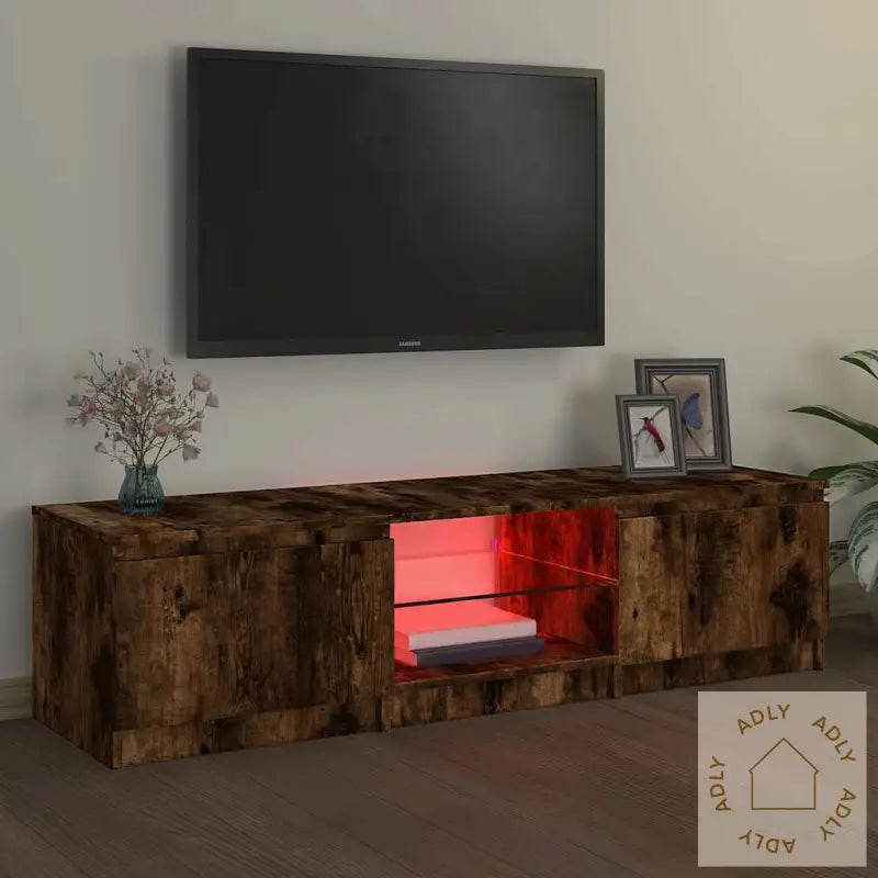 Tv-Benk Med Led Røkt Eik 140X40X36 Cm