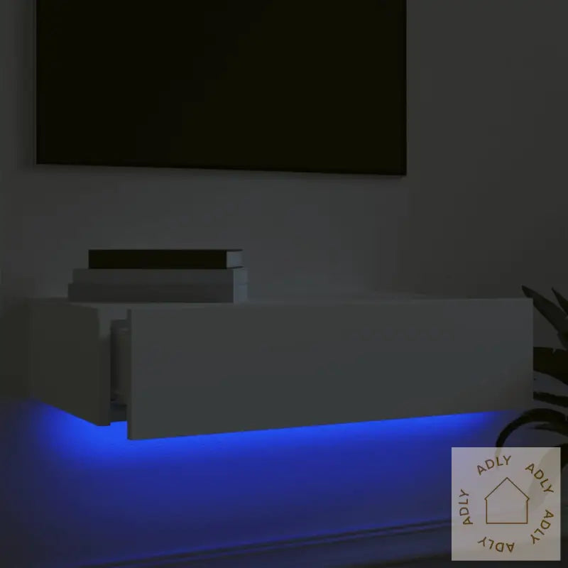 Tv-Benk Med Led-Lys Hvit 60X35X15,5 Cm