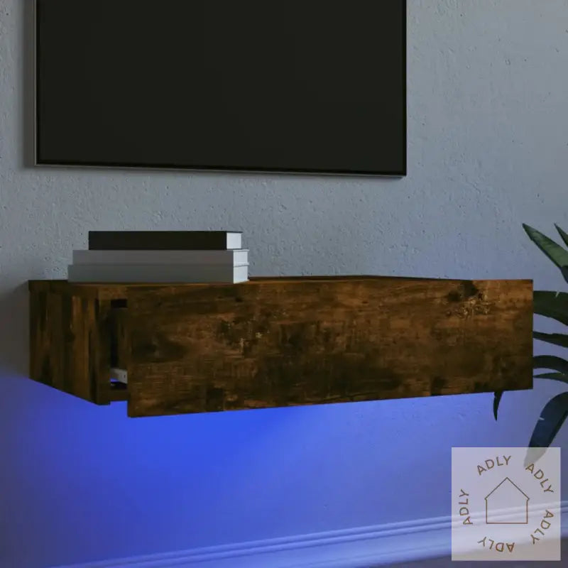 Tv-Benk Med Led-Lys Røkt Eik 60X35X15,5 Cm
