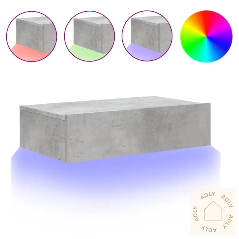 Tv-Benk Med Led-Lys Betonggrå 60X35X15,5 Cm