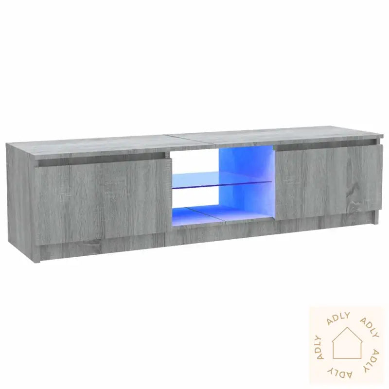 Tv-Benk Med Led-Lys Grå Sonoma 120X30X36 Cm