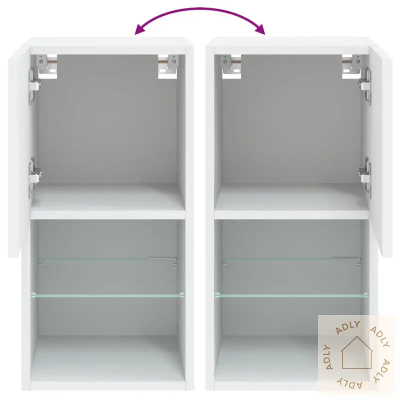 Tv-Benker Med Led-Lys 2 Stk Hvit 30,5X30X60 Cm