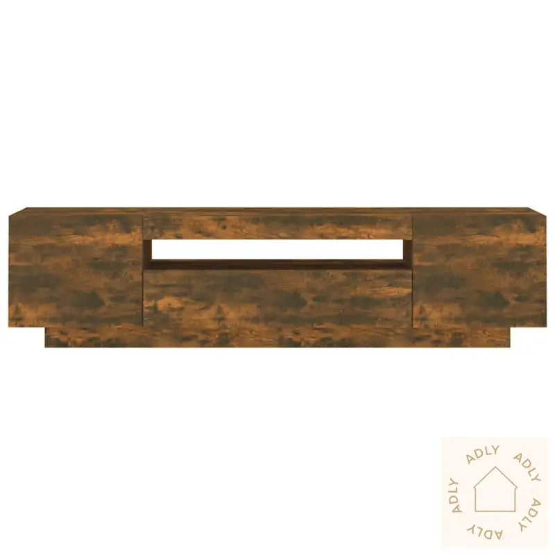 Tv-Benk Med Led-Lys Røkt Eik 160X35X40 Cm