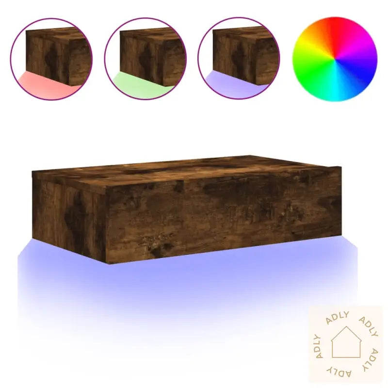 Tv-Benk Med Led-Lys Røkt Eik 60X35X15,5 Cm
