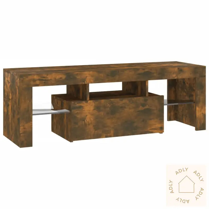 Tv-Benk Med Led-Lys Røkt Eik 120X35X40 Cm