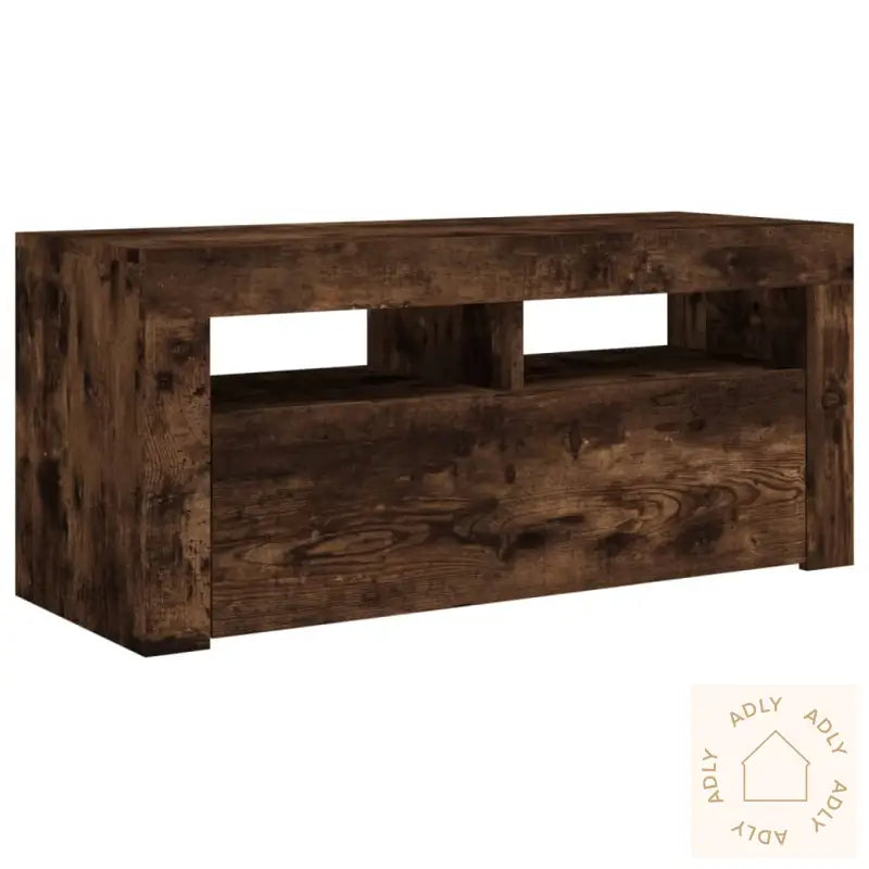 Tv-Benk Med Led-Lys Røkt Eik 90X35X40 Cm