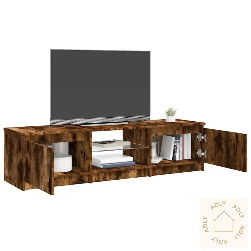 Tv-Benk Med Led Røkt Eik 140X40X36 Cm