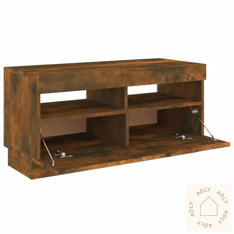 Tv-Benk Med Led-Lys Røkt Eik 80X35X40 Cm