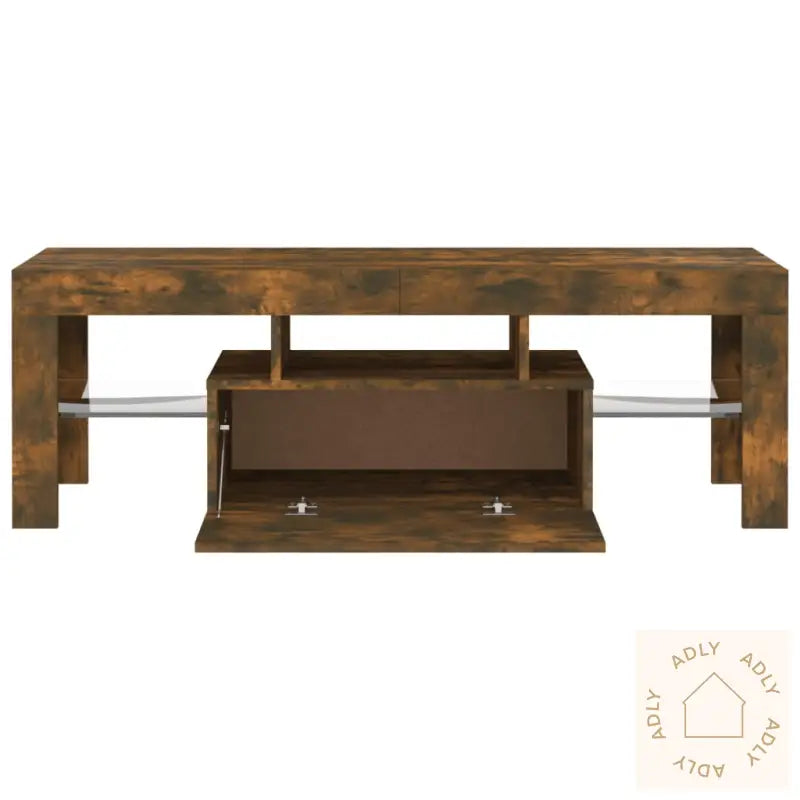 Tv-Benk Med Led-Lys Røkt Eik 120X35X40 Cm