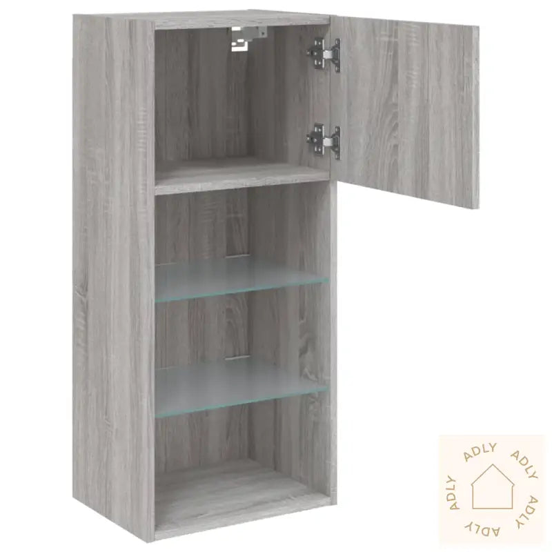 Tv-Benk Med Led-Lys Grå Sonoma 40,5X30X90 Cm