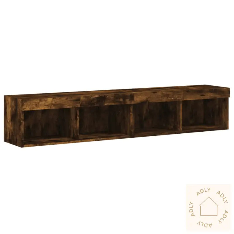 Tv-Benker Med Led-Lys 2 Stk Røkt Eik 80X30X30 Cm