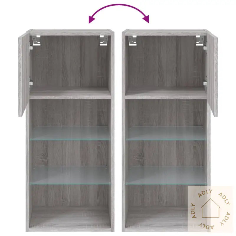 Tv-Benk Med Led-Lys Grå Sonoma 40,5X30X90 Cm