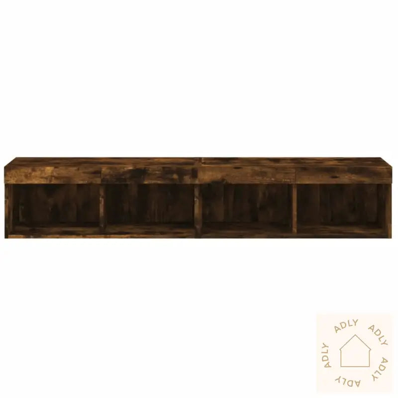 Tv-Benker Med Led-Lys 2 Stk Røkt Eik 80X30X30 Cm